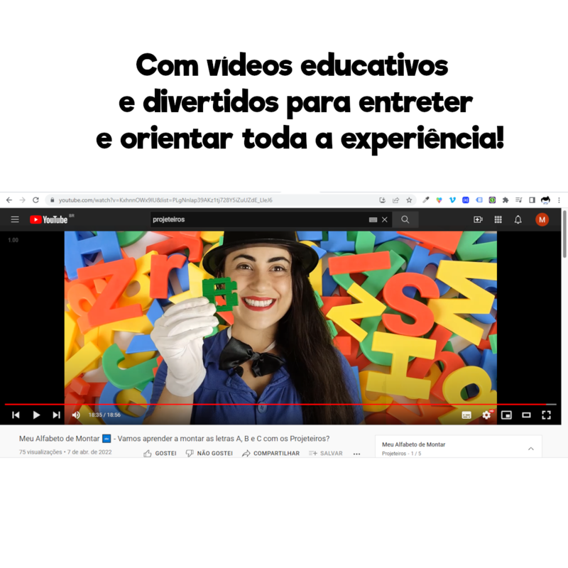 Meu Alfabeto De Montar Projeteiros Experiência Sensorial Didática Com  Vídeos - Projeteiros